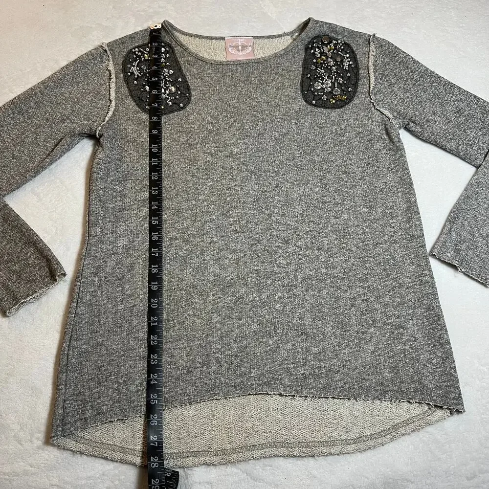 Romeo & Juliet Couture Embellished Shoulder Relaxed Fit Sweatshirt Size Small